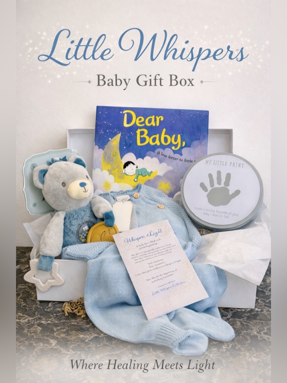 Little Whispers Baby Gift Box Newborn Keepsake Set Blue Bundle